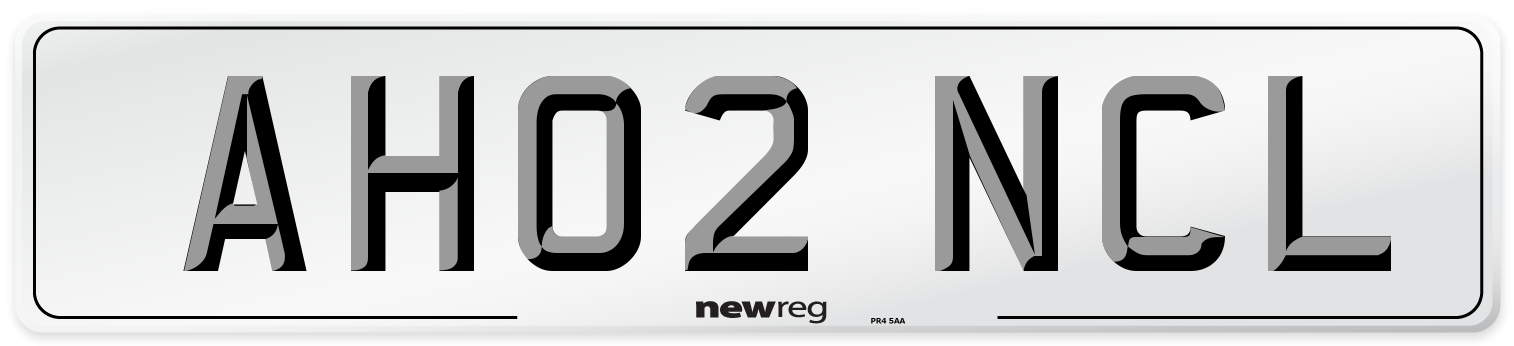 AH02 NCL Number Plate from New Reg